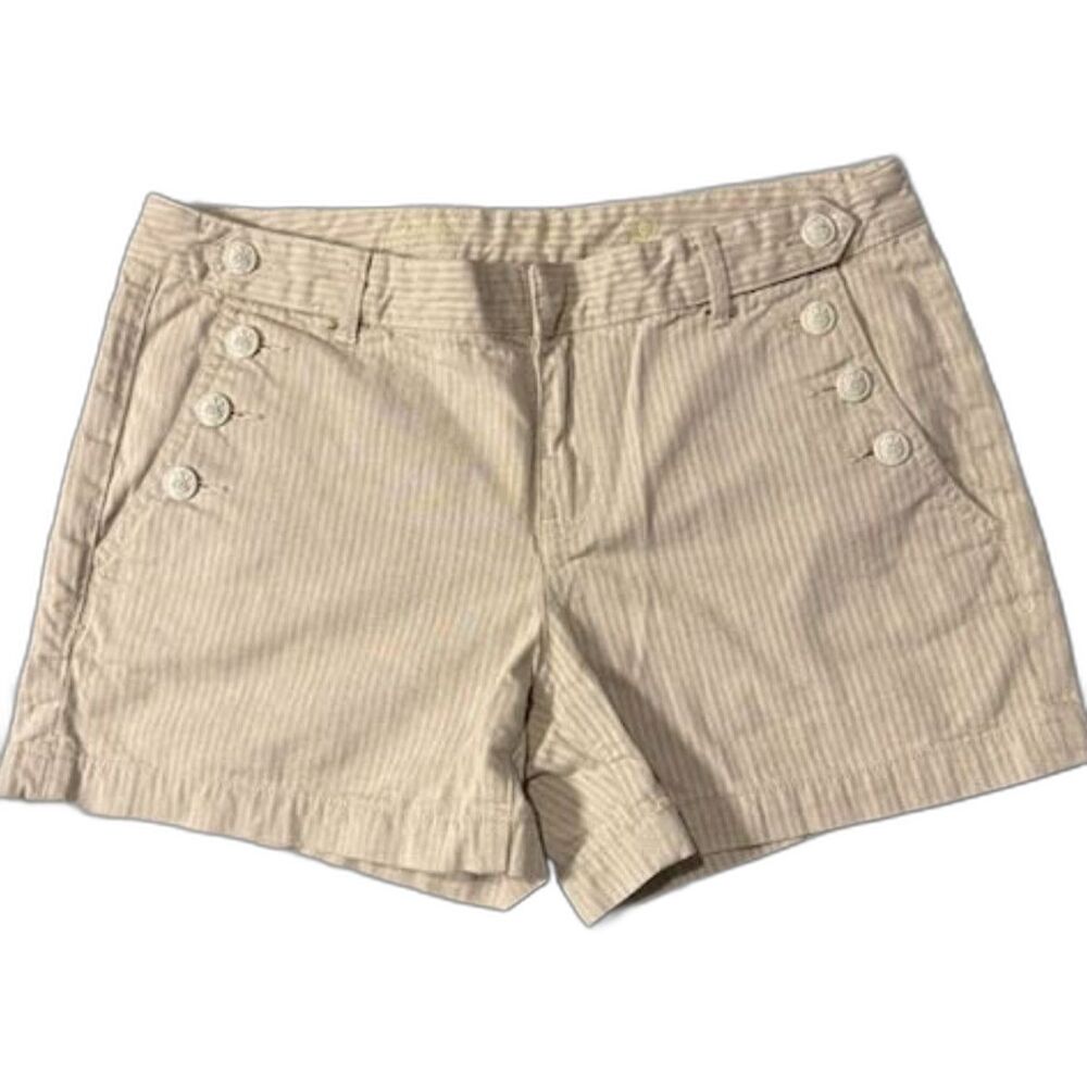 Tommy Hilfiger Shorts Women's Size 10 Beige Striped Nautical 4" Inseam